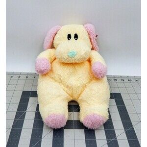 Ty Pillow Pals Yellow Pink Puppy Dog Plush DogBaby 8" Rattle Lovey 1999 Stuffed